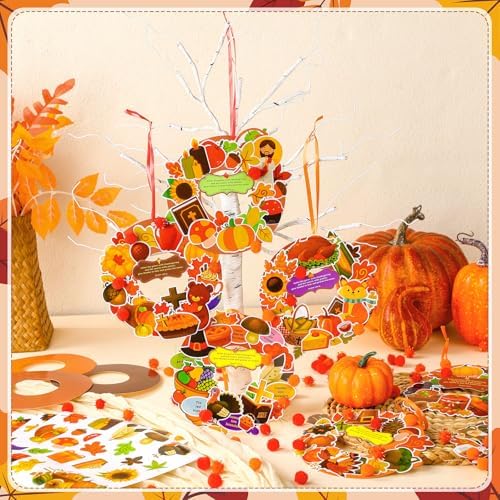 Hollowfly 48 Set Thanksgiving Wreath Craft Kits DIY Christian Ornament