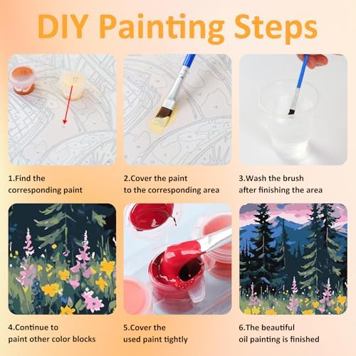 Mandun Landscape Paint by Numbers Kit for Adults, 3 Pack, 7.8x11.8 inch