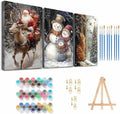 Axquilon 3 Packs Christmas Framed Paint by Numbers Kit for Adults 8x10in