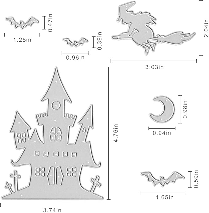 Metal Die Cuts Halloween Castle Witch Bat Cutting Dies Embossing Stencil - Image 3