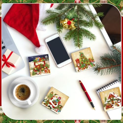 Saillong Christmas 4 Pcs Diamond Painting Note Box Kit Sticky Note Holders