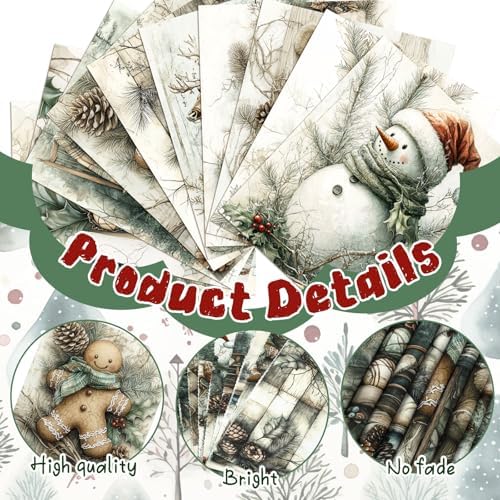 Hahafelt 10 Pcs 18"x22" Vintage Green Christmas Fat Quarters Fabric Bundle
