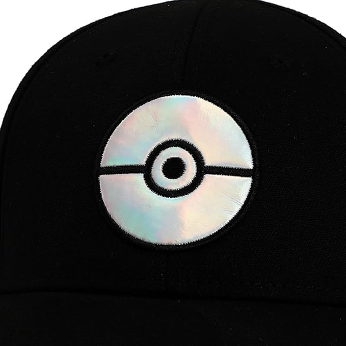 Bioworld Pokemon Holographic Pokeball Men's Elie Flex Black Baseball Cap