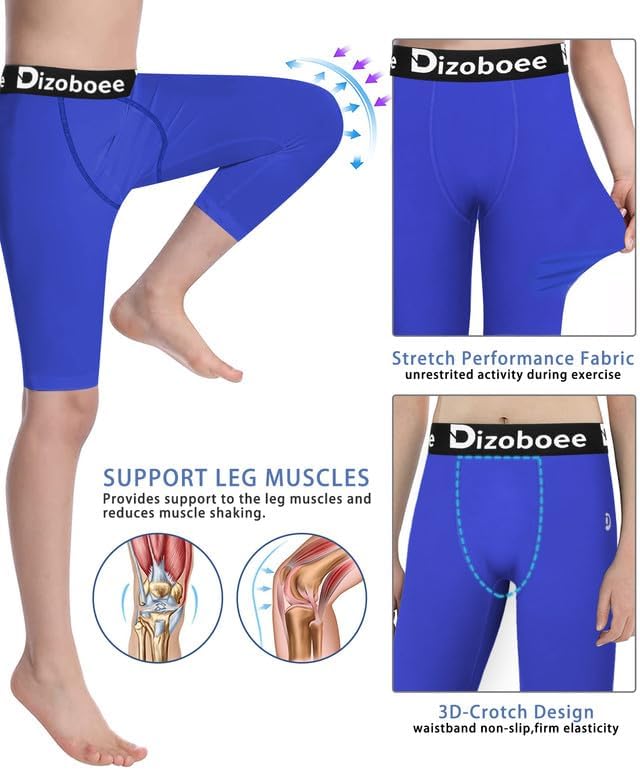 Youth Boys Compression Pants One Leg 3/4 Athletic Leggings for Sports Kids Basketball Tights Football Baseball Pants