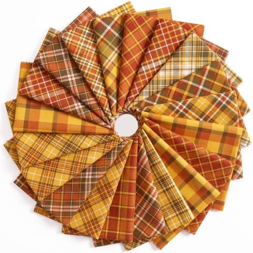 Hahafelt 10 Pcs Fall Plaid Quilting Fabric Bundles 20 x 20 Inch