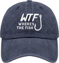 WTF Where's The Fish caps Funny Vintage Cotton Washed Baseball Caps Adjustable Low Profile Dad Hat