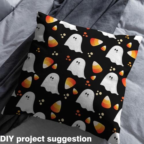 Feelyou Halloween Theme Soft Flannel Fabric by The Yard 3 Yards Kids Cute Ghost Candy Upholstery Fabric for Boys Girls Teens Polka Dots for Home DIY Projects, Indoor Decor