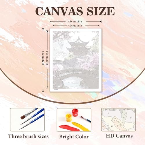 Cherry Blossom Paint by Numbers Kit for Adults with 32 Colors 16x20inch