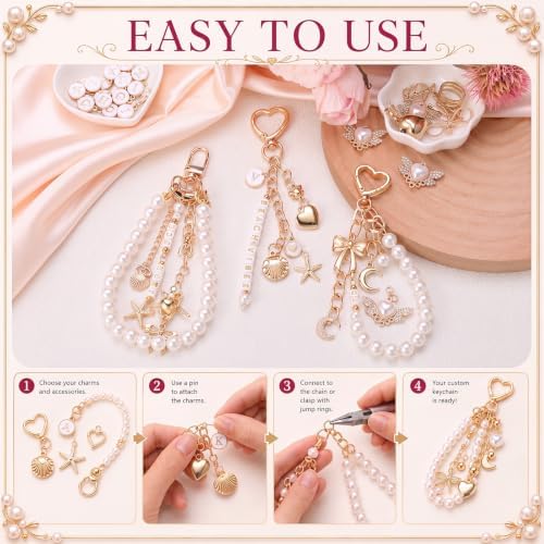 Highergo 1136 Pcs Elegant Charms Lip Gloss Keychain Making Kit DIY Craft