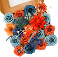 Floweroyal Artificial Flowers Combo Orange Flowers Mix Silk Flowers Dahlia Roses with Stems for DIY Wedding Bridal Bouquets, Baby Shower, Floral Arrangement, Table Centerpieces, Home Decorations.