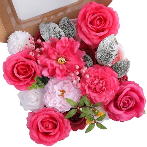 Floweroyal Artificial Flowers Fake Rose Flowers Dahlia with Stems for DIY Wedding Bridal Bouquets, Baby Shower, Floral Arrangement, Table Centerpieces, Home Decorations
