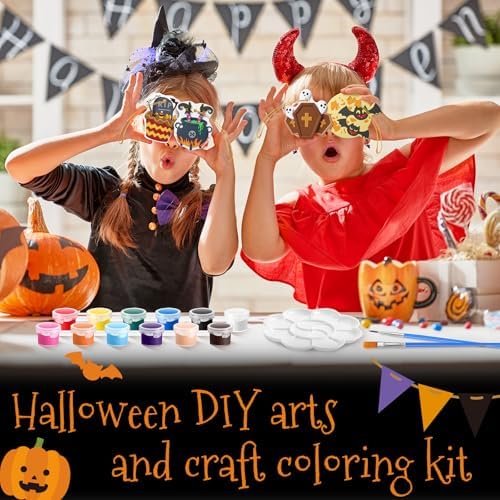 Seenelling 24 Sets DIY Painting Kits Paint Your Own Ceramics Monsters Ghost Unpainted Plaster Statues Arts and Crafts with Brush, Lanyard for Classroom Kid DIY Paint Craft Kit(Fun)