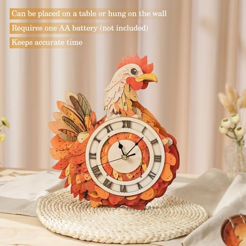 3D Puzzles for Adults Wooden Rooster Puzzle Clock Adult Crafts