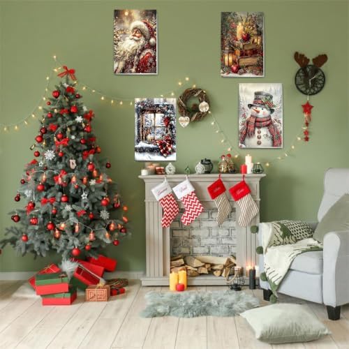 Christmas Paint by Numbers for Adults with Framed Canvas - Wooden Easel