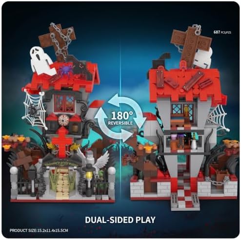 Halloween Haunted House Building Set, Mini Vampire Castle Blocks