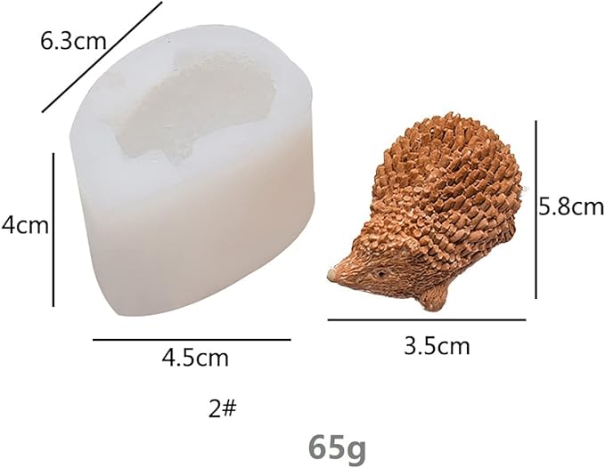 Cute 3D Hedgehog Scented Candle Mold 2 Pack Hedgehog Mold Silicone Mold - Image 6