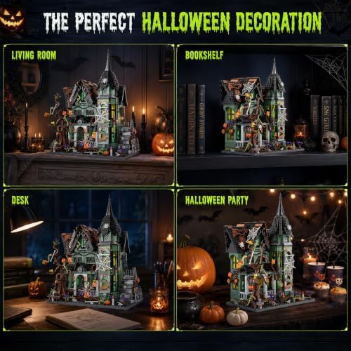 Horror Haunted House Building Blocks Set with LED Light for Adults