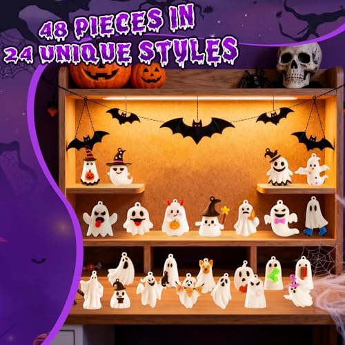 Ghost Figures 24 Pcs, Halloween Ghost Doll, 1.6" Mini Figures