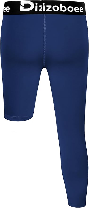 Youth Boys Compression Pants One Leg 3/4 Athletic Leggings for Sports Kids Basketball Tights Football Baseball Pants