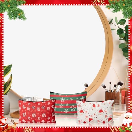 Meanplan 24 Pcs Christmas Makeup Bags Bulk, Cosmetic Pouches for Women