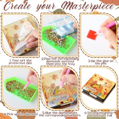 Saillong Thanksgiving 4 Pcs Diamond Painting Note Box Kit Sticky Note Holders