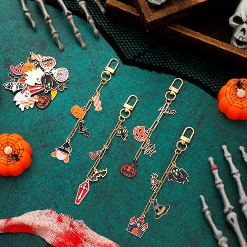 Tondiamo 266 Pcs Halloween Keychain Making Kit Bat DIY Keychain Craft Gift