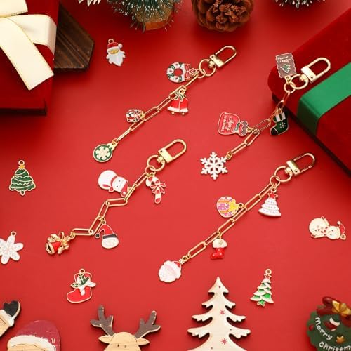 Tondiamo 266 Pcs Christmas Keychain Making Kit Xmas Keychain Craft Gift