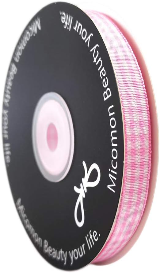 Pink Gingham Plaid Checked Ribbon 25 Yards Each Roll 100% Polyester - Image 4