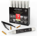 ARTEZA Liquid White Chalk Markers Set of 12, Fine Tip, Washable Water-Based Pens by ARTEZA