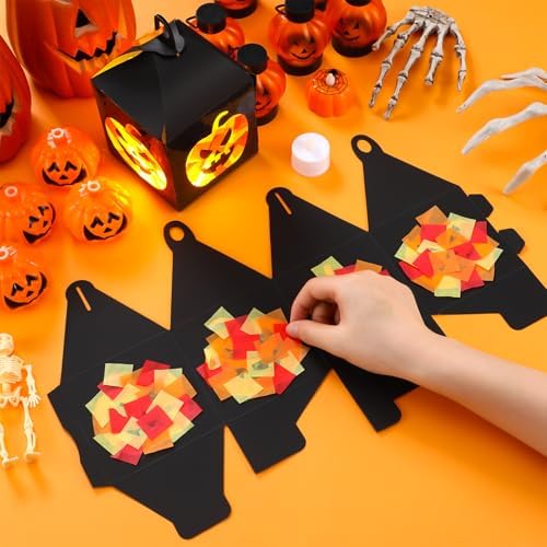 Simgoing 12 Sets Halloween Jack-O-Lantern Crafts Tissue Paper Crafts Kits