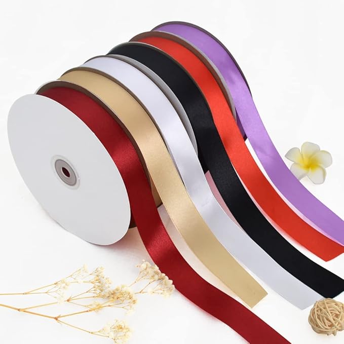 TONIFUL 1 Inch x 100yds Black Satin Ribbon, Thin Solid Color Satin Ribbon - Image 6