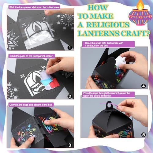 Simgoing 12 Sets Diwali Mandala Paper Lanterns with LED Light