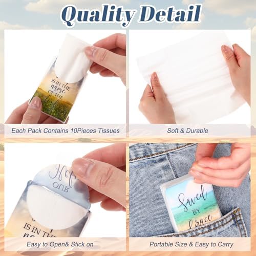 Outus 50 Pack Christian Pocket Tissues with Inspirational Words Individual