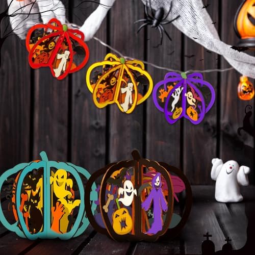 Yalikop 72 Pcs Halloween Kids Wood Crafts, 4.7 x 4 in, Ghost Pumpkin Cat