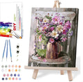 MIRCVSH Paint by Numbers for Adults Framed,Flowers DIY Oil Painting by Numbers on Canvas with Easel,Paint by Numbers Kits with Frame and Color Box Packaging12x16 Inch