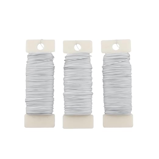HAHIYO 22Gauge White 3Roll Total 115Yards Metal Floral Wire Flexible Paddle Wire by HAHIYO