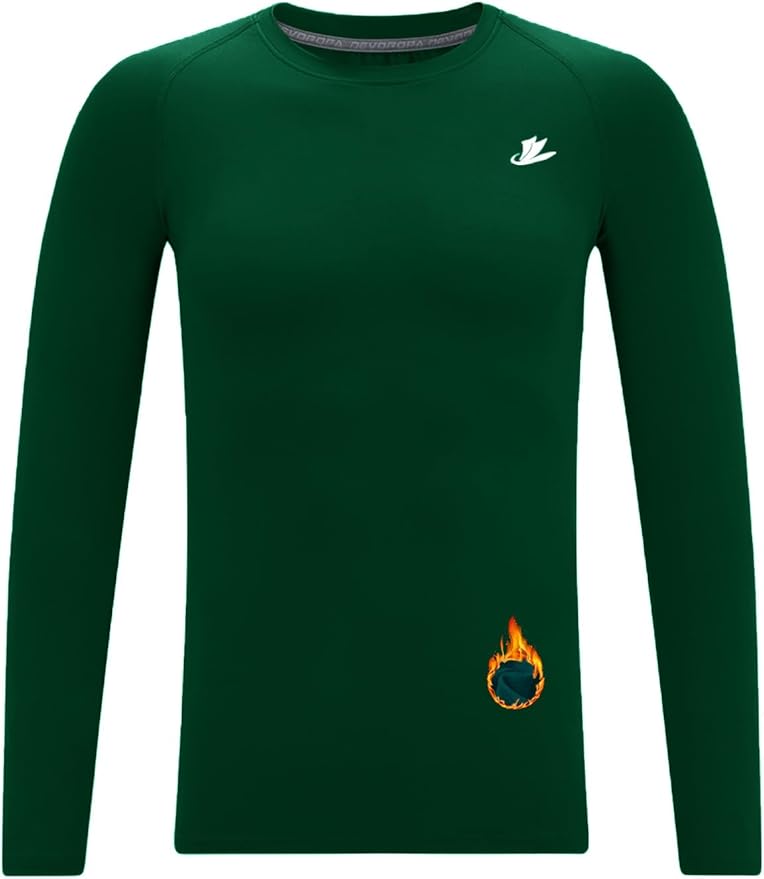 DEVOROPA Youth Boys Compression Thermal Shirt Long Sleeve Kids Fleece Baselayer Soccer Baseball Undershirt Slim/Regular/Husky