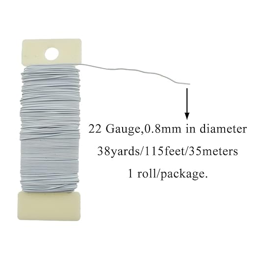 HAHIYO 22Gauge White 1Roll Total 38Yards Metal Floral Wire Flexible Paddle Wire - Image 2