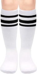 Sarfel Kids Soccer Socks Toddler Soccer Socks Girls Boys Soccer Socks Kids Tube Socks with Stripes Toddler Knee High Socks