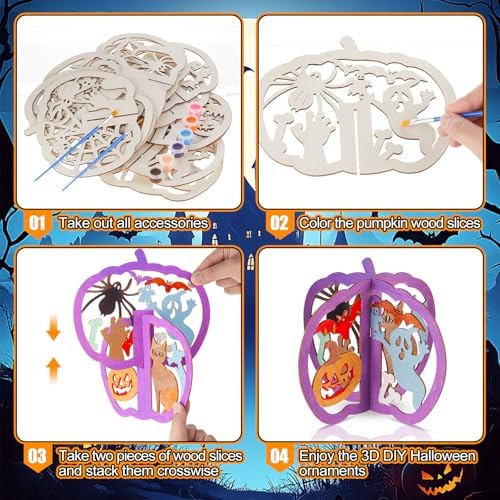AceOrbit 60 Pcs Halloween Crafts Pumpkin, 4.72 x 3.54 Inch, Various Style
