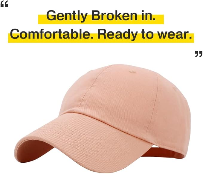 KBETHOS Classic Unisex Cotton Adjustable Low Crown Baseball Cap – Plain Dad Hat
