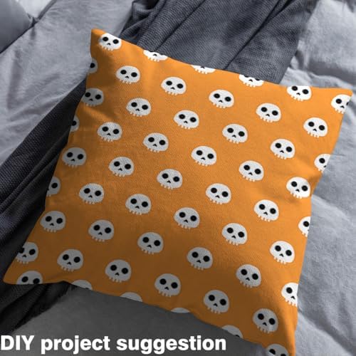 Halloween Themed Fabric by The Yard 5 Yard Skull for Home DIY Projects, Waterproof Indoor Outdoor Decor for Kids Teens Adults Skeleton Printing Upholstery Fabric for Chairs Bones Room Decor
