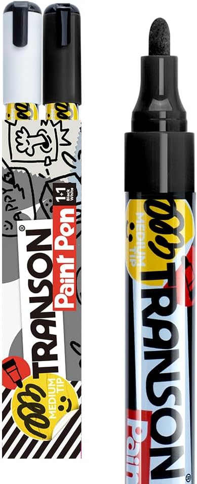 TRANSON Black and White Permanent Paint Markers by Transon