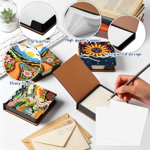 Saillong 4 Pcs Diamond Painting Note Box Kit Sticky Note Holders