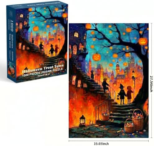 1000 Piece Puzzle for Adults - Halloween Treat Town - Trick or Treat Kids