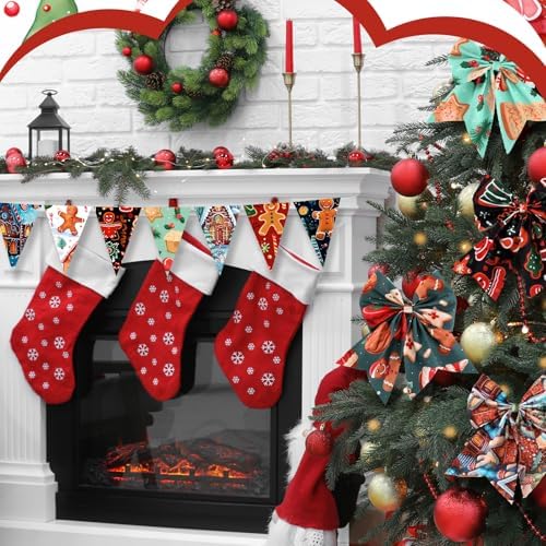 Hahafelt 10 Pcs Christmas Gingerbread Quilting Fabric Bundles 20 x 20 Inch