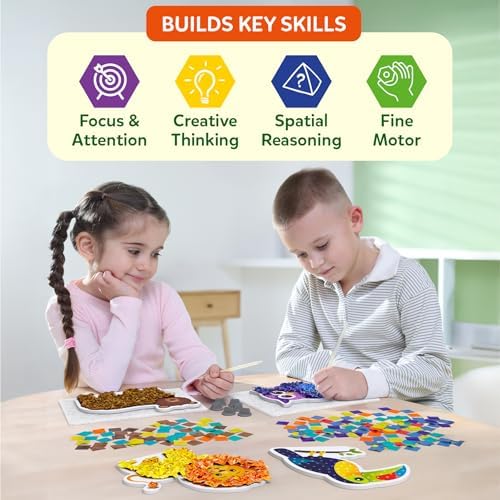 Skillmatics Poke-in Art – Animals, Wood Craft Kit, Gift for Boys & Girls