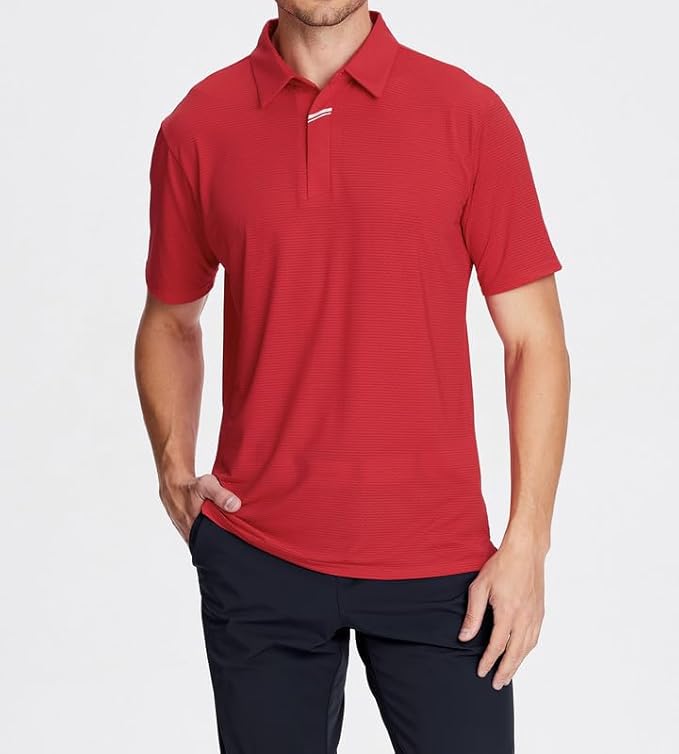 Damipow Premium Golf Shirts for Men Dry Fit Performance Polo Short Sleeve Collared Shirt