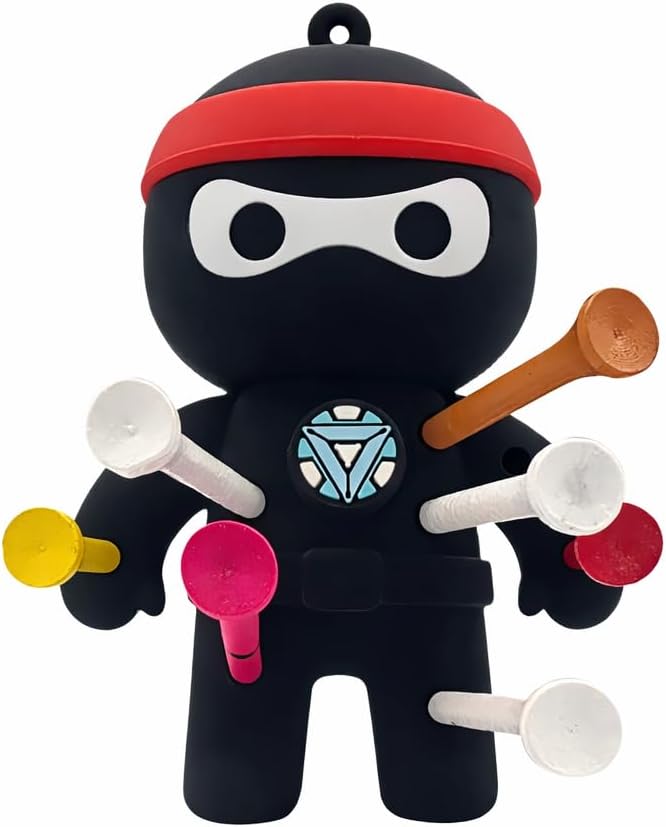 FAR&STRAIGHT Ninja Golf Tee Holder | Interchangeable Plugins | Funny & Unique Golf Gift | Personalized Accessory