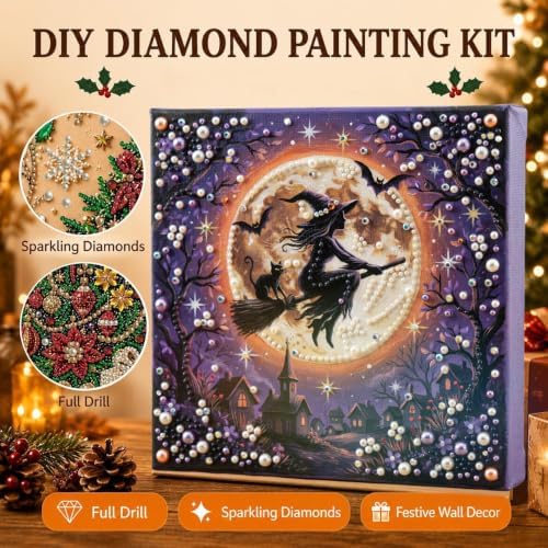 Reofrey DIY Halloween Pearl Art Kits for Adults, 5D Diamond Art Kits B04